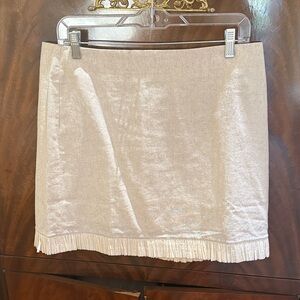 J. Crew Factory Cream Mini Skirt with Straw Trim